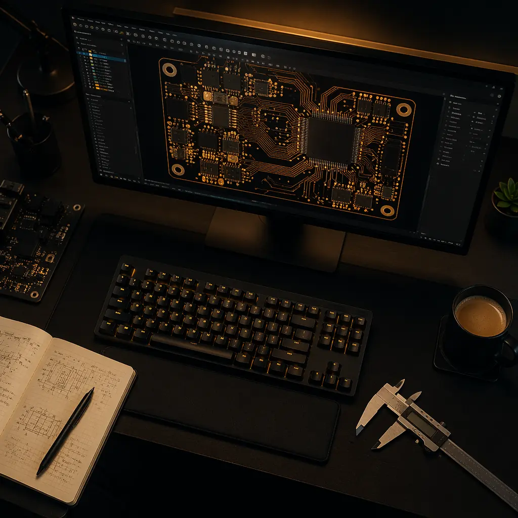 PCB engineer reviewing design files