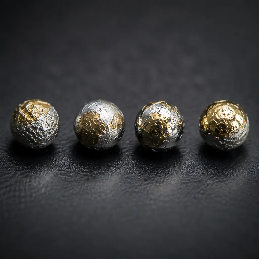 Macro photography of BGA solder balls showing different surface characteristics and defect indicators