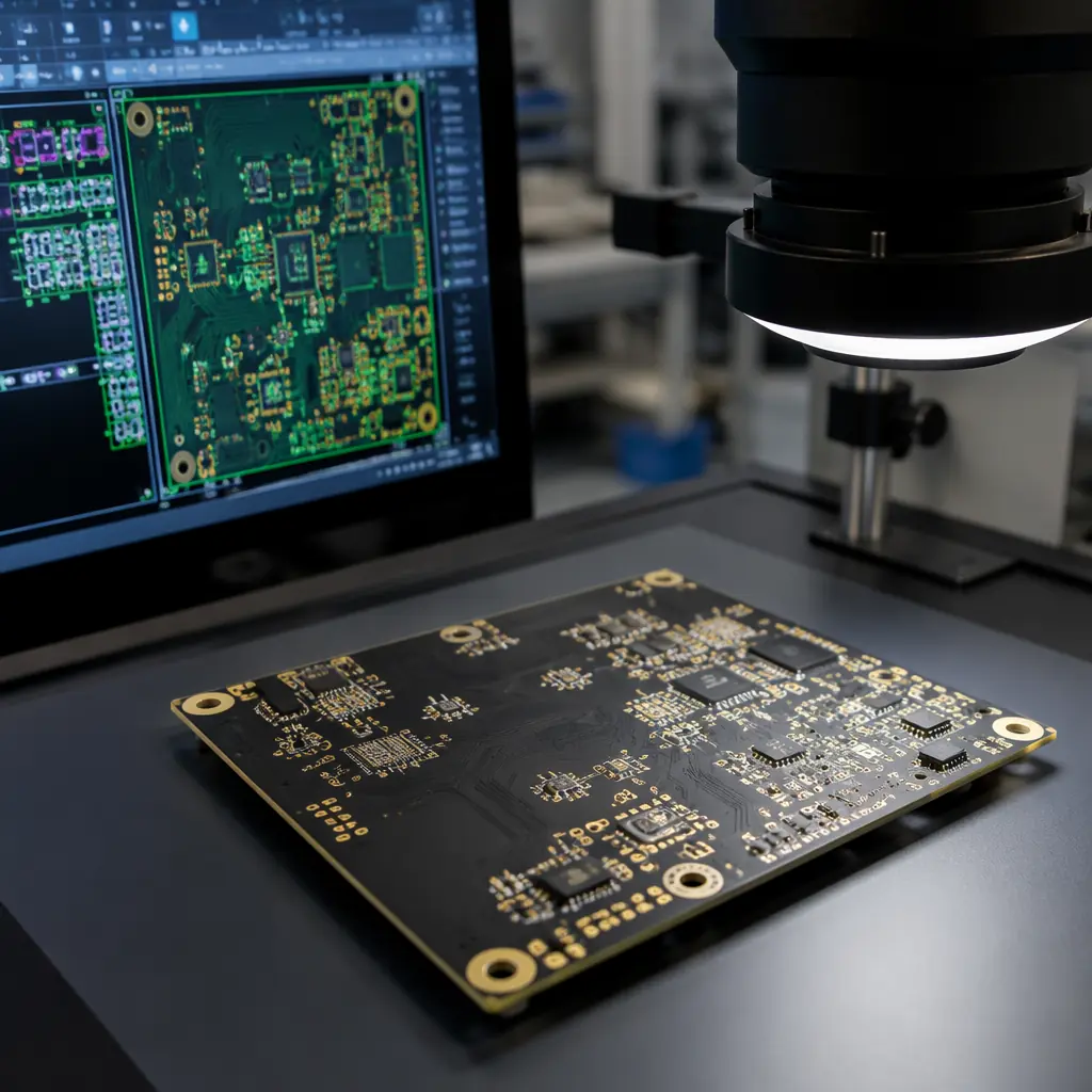 PCB quality inspection comparing board to design specification