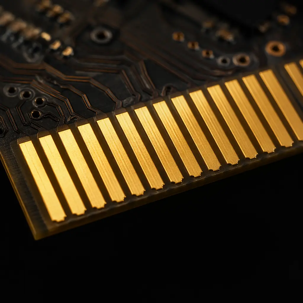 Gold-plated edge connector fingers on PCB