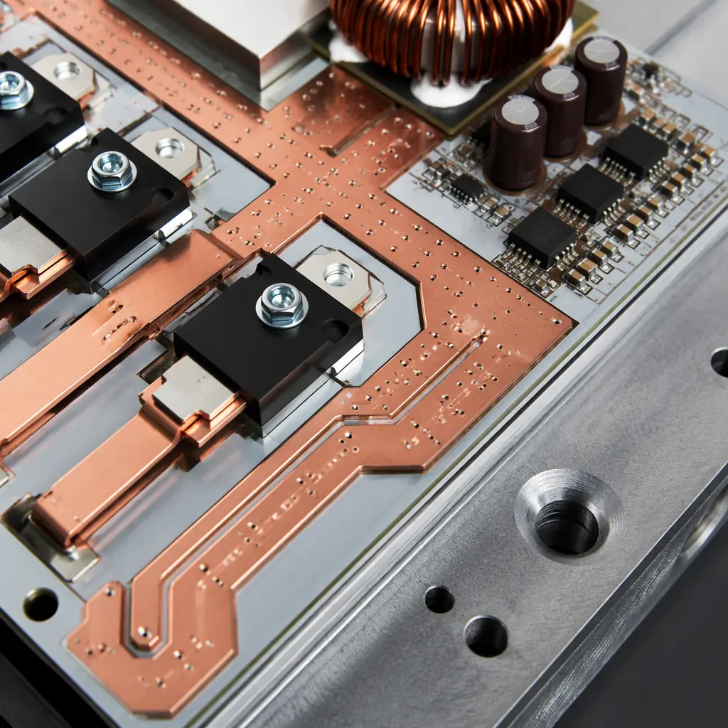 High-power PCB with heavy copper traces for EV charging and energy storage applications