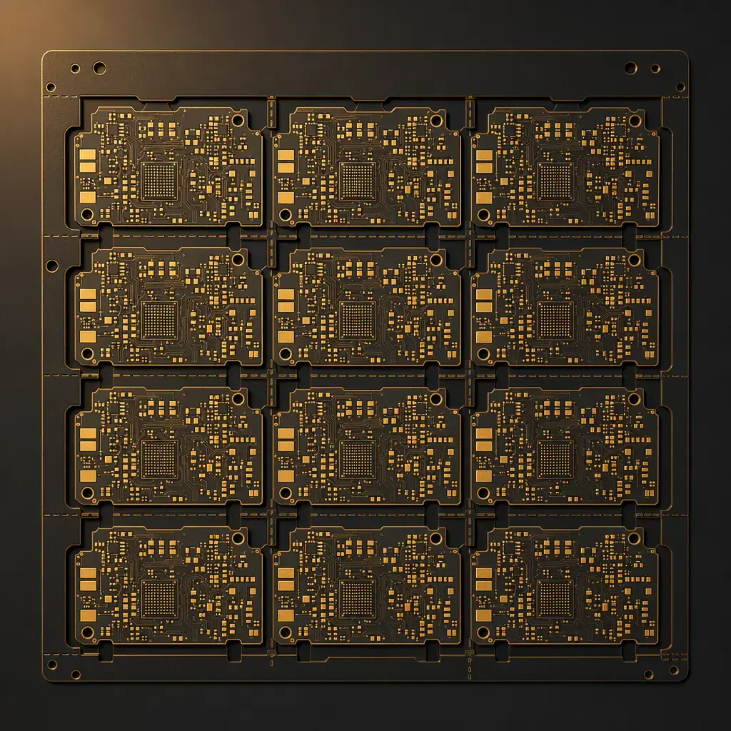 PCB panel array with multiple boards