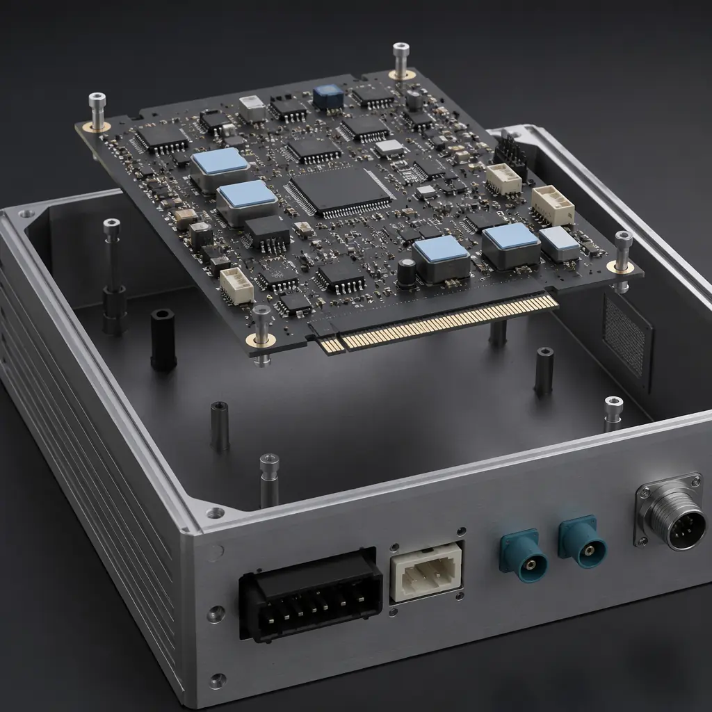 PCB assembly line transitioning to box build integration station