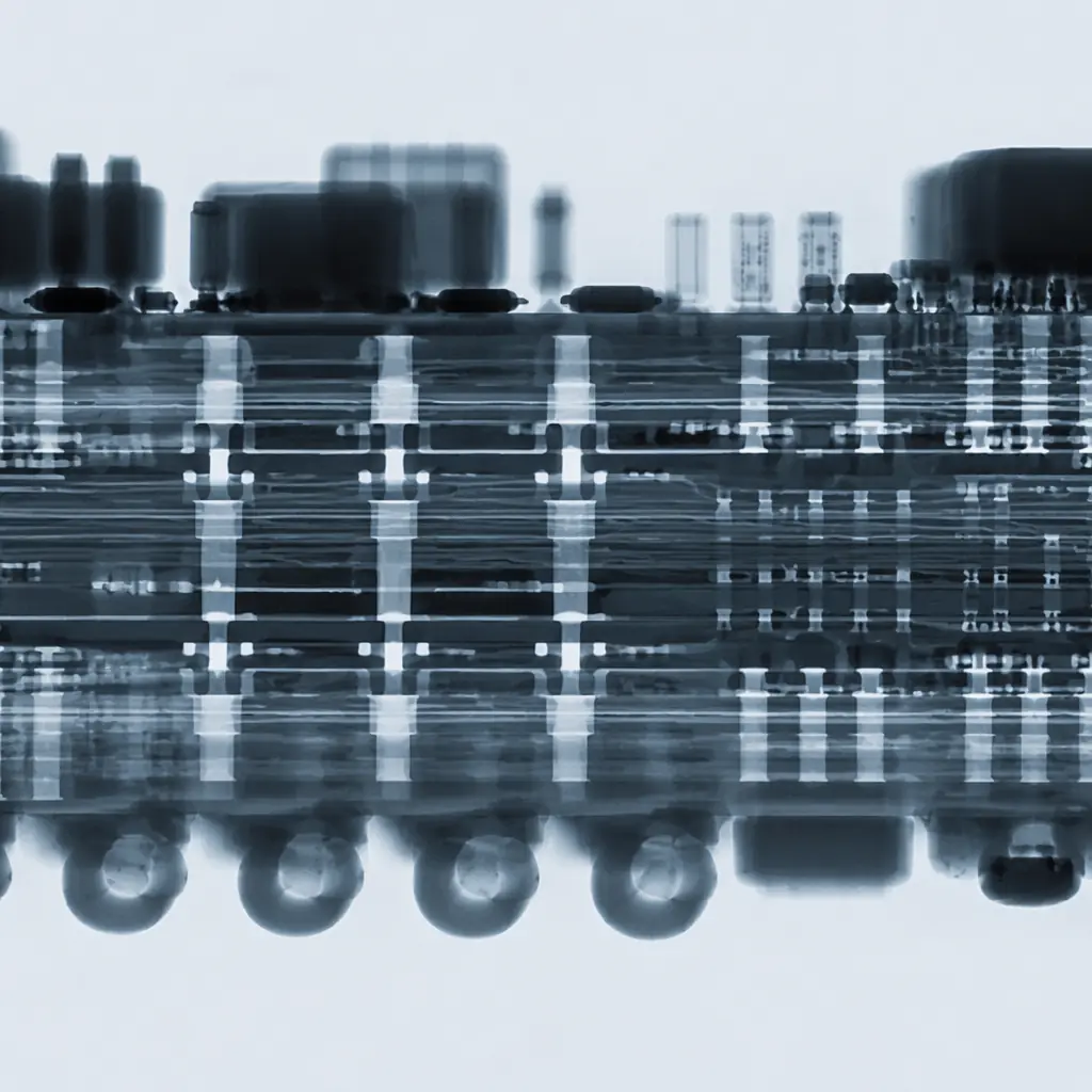 X-ray inspection of multilayer PCB for reverse engineering layer stack analysis