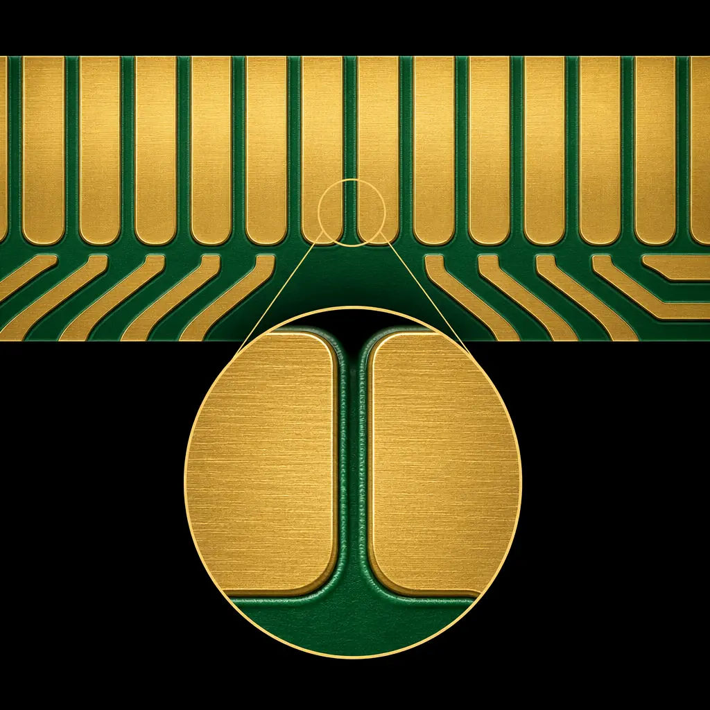 Solder mask sliver between fine-pitch pads