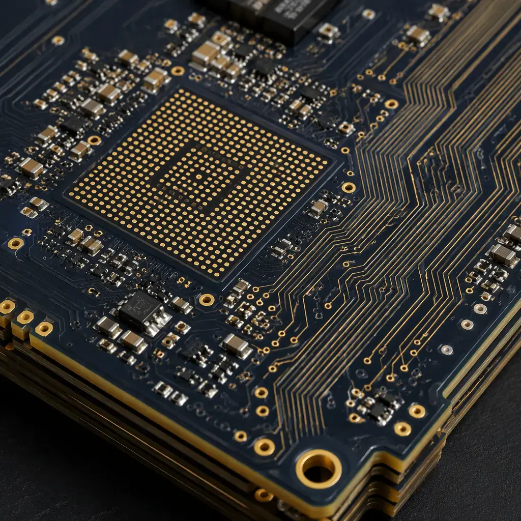 Multi-layer surveillance camera mainboard with high-density BGA processor, impedance-controlled differential pairs, and conformal coating for outdoor environmental protection