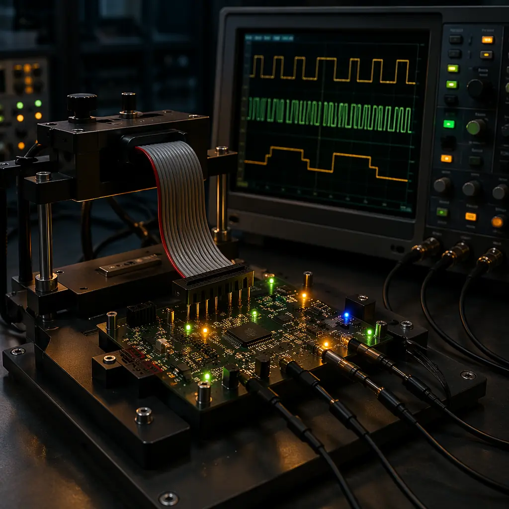 Functional test station with PCB under test