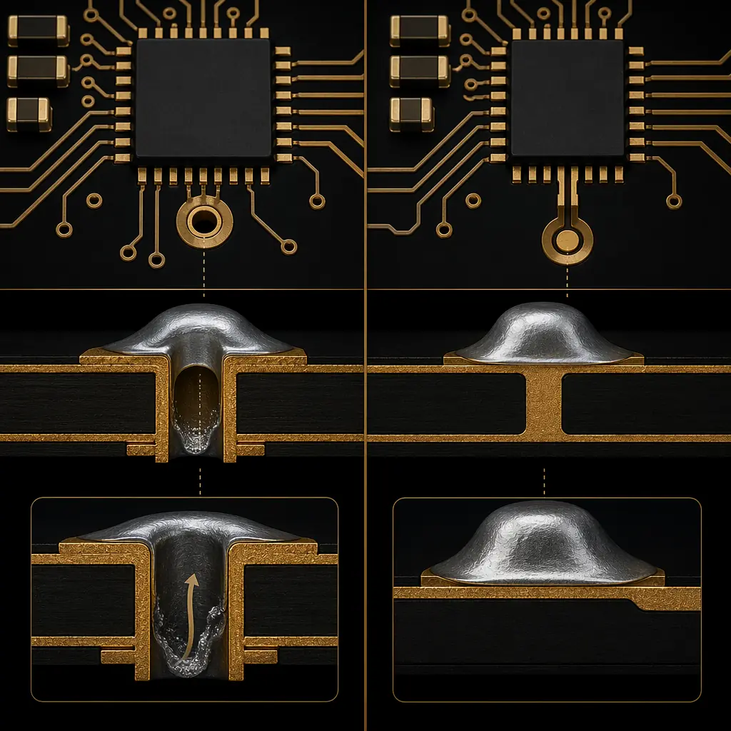 Via-in-pad vs dog-bone routing comparison