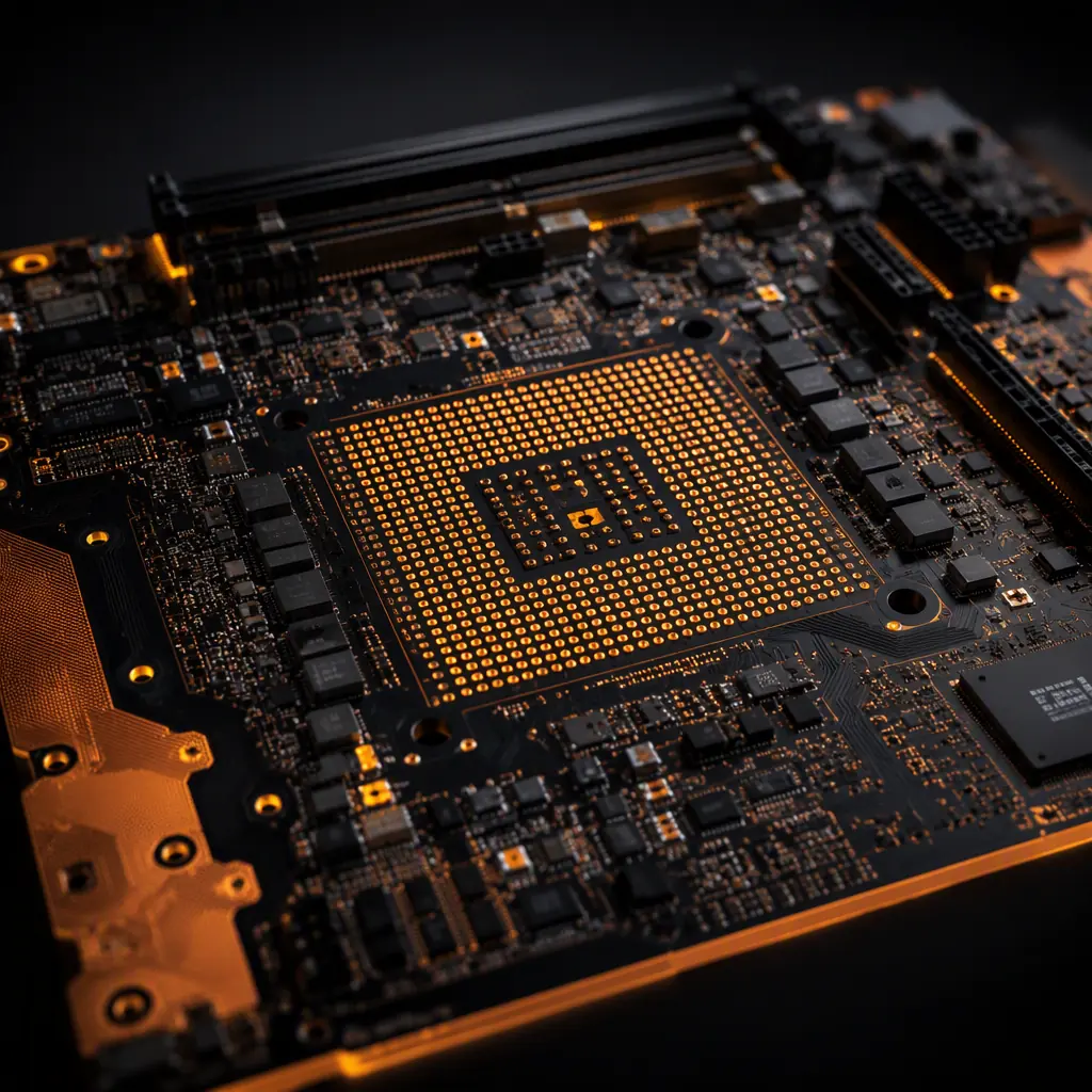 Thermal camera view of a VR headset mainboard showing heat spreading through the PCB copper planes