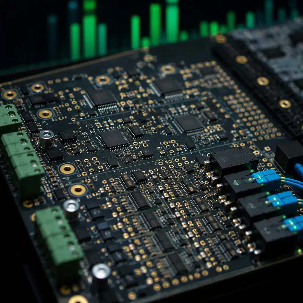 Wind turbine SCADA condition monitoring PCB with mixed-signal analog front-end, fiber optic transceiver, and isolated fieldbus interfaces