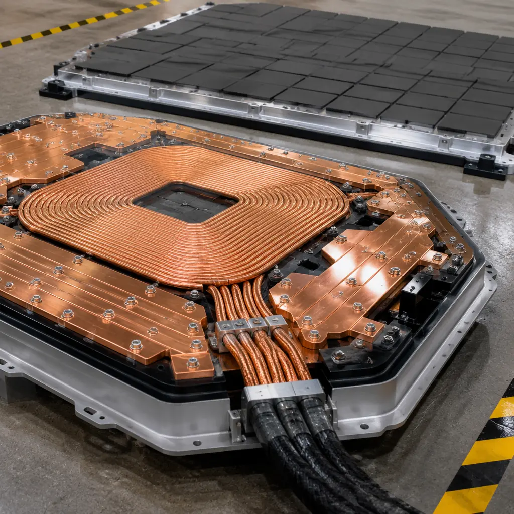 EV wireless charging ground pad PCB with heavy copper and ferrite core integration