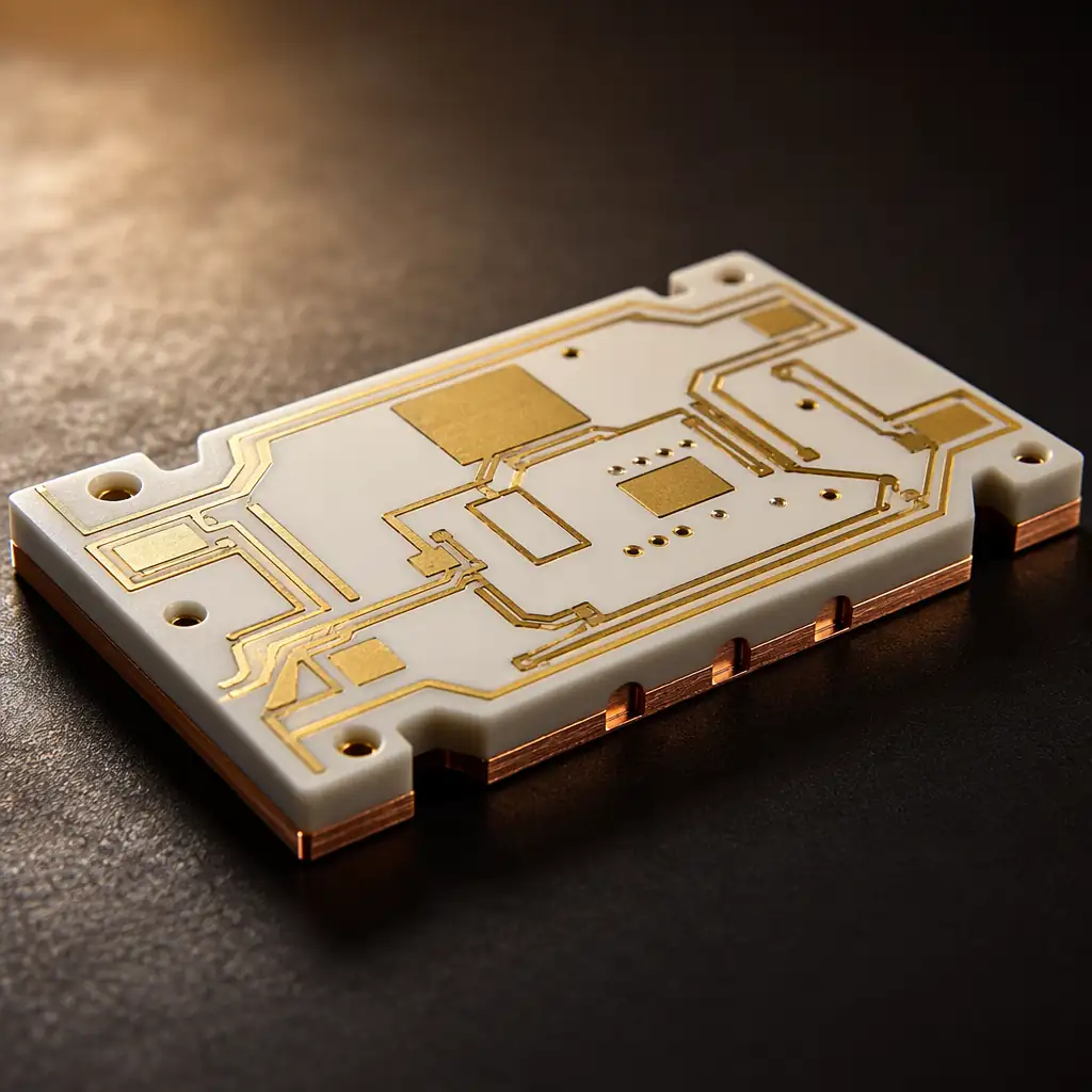White ceramic PCB with gold conductors