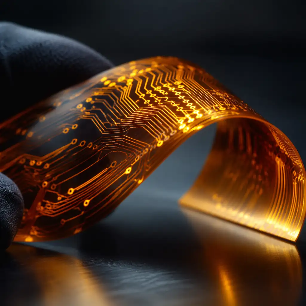 Flexible polyimide PCB curved and bent