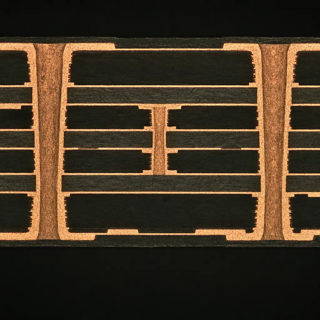 HDI PCB cross-section microvia stack