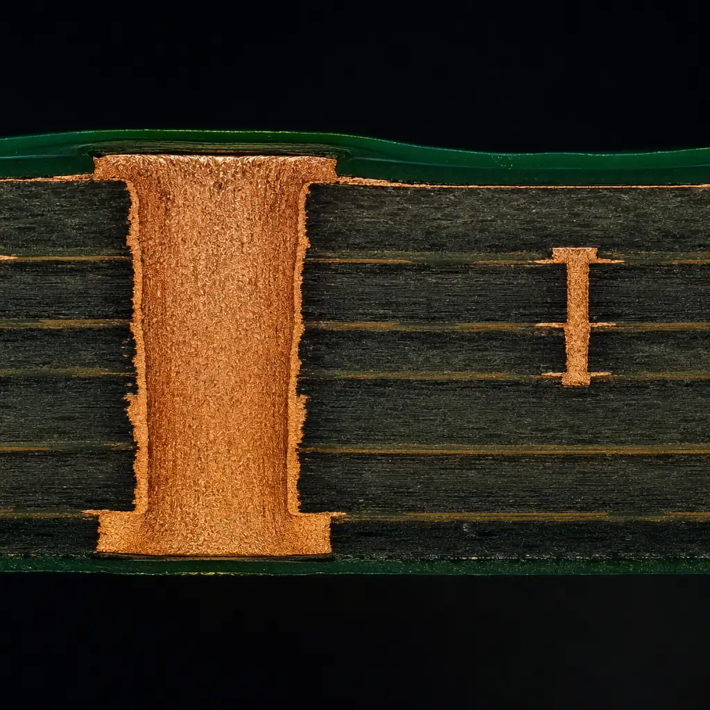 Heavy copper PCB cross-section