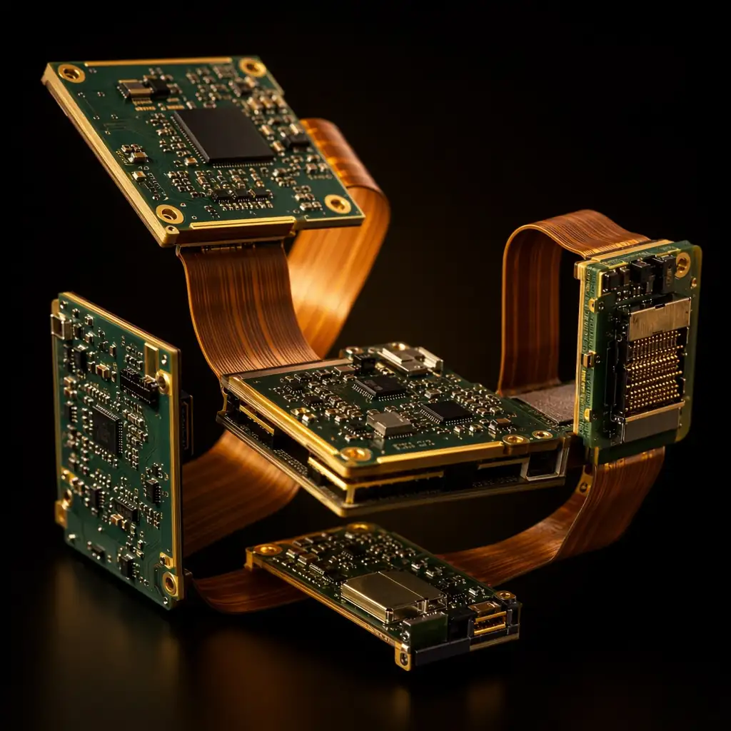 3D folded rigid-flex PCB