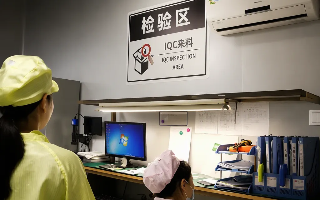 Incoming material inspection station at Huaxing