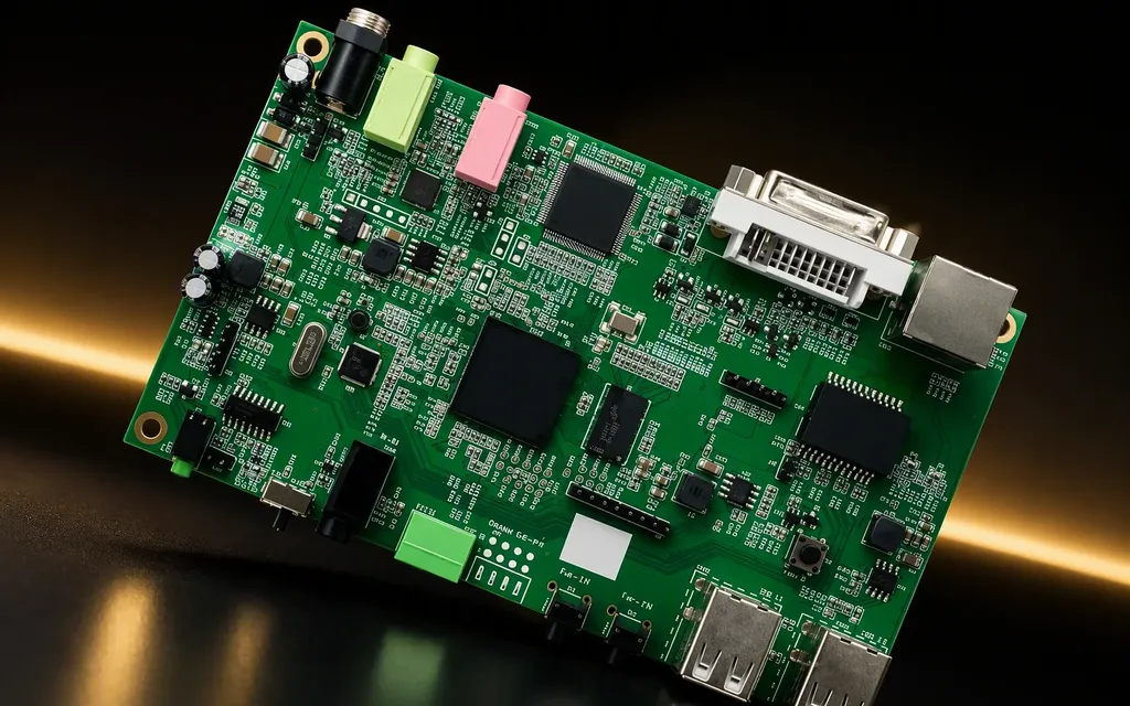 Green board with DVI and USB connectors — gateway turnkey build
